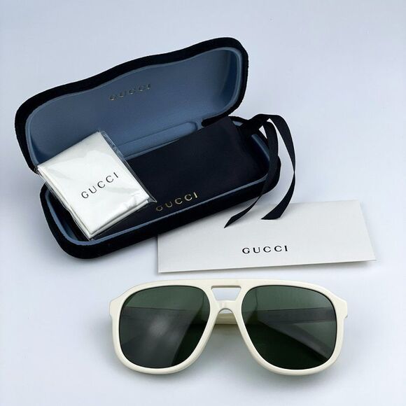 NEW Gucci GG1188S 005 Ivory White Green Pilot Unisex Logo Sunglasses main image 14